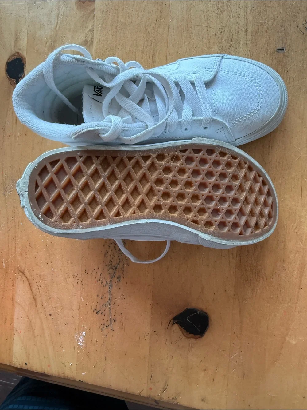 Vans Kids White High-Top Canvas Sneakers little girls 11.5